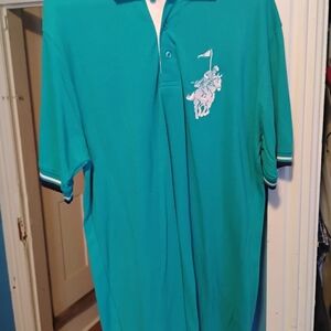 Men's Teal Polo Shirt with Embroidered Polo Player
